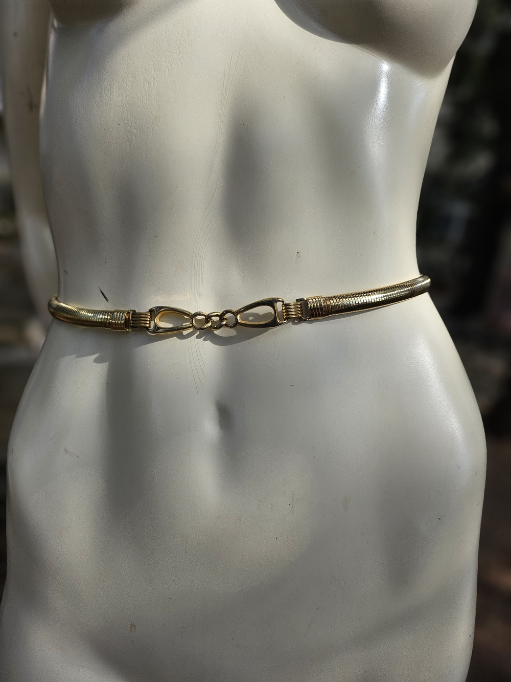 Vintage 3/8" Smooth Snake Gold-Tone Chain Waist Belt 23" Long
